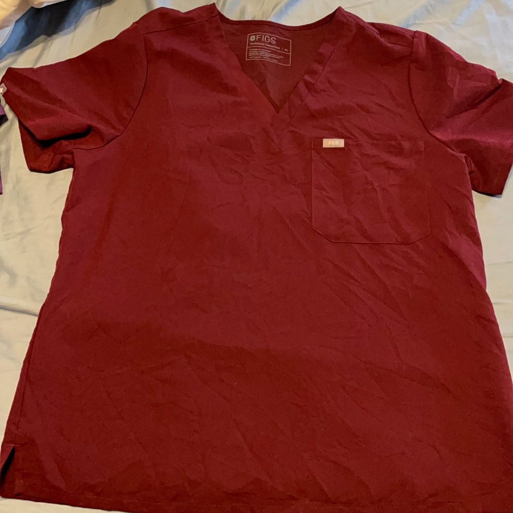 Figs Catarina Scrub Top in Burgundy